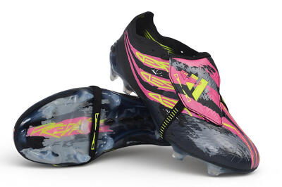 Adidas Predator 26 Elite Fold-Over Tongue FG Firm Ground Soccer Cleats - Black/Black/Electric Pink/Neon Yellow