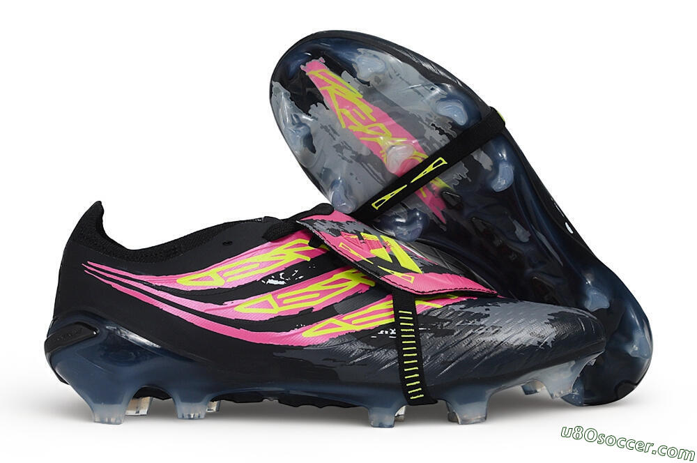 Adidas Predator 26 Elite Fold-Over Tongue FG Firm Ground Soccer Cleats - Black/Black/Electric Pink/Neon Yellow 1