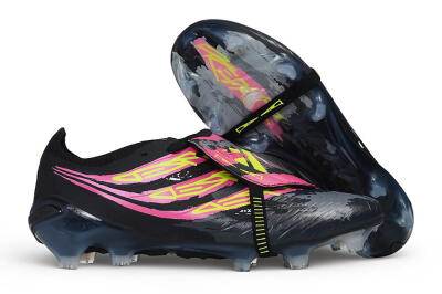 Adidas Predator 26 Elite Fold-Over Tongue FG Firm Ground Soccer Cleats - Black/Black/Electric Pink/Neon Yellow