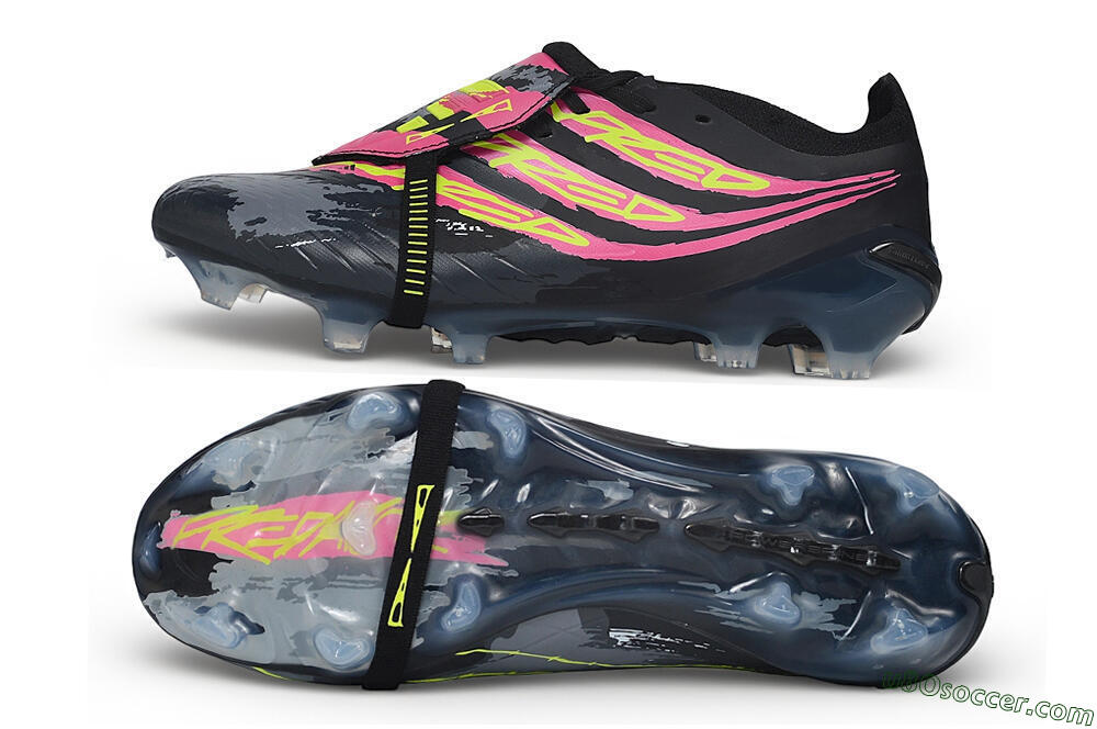 Adidas Predator 26 Elite Fold-Over Tongue FG Firm Ground Soccer Cleats - Black/Black/Electric Pink/Neon Yellow 0