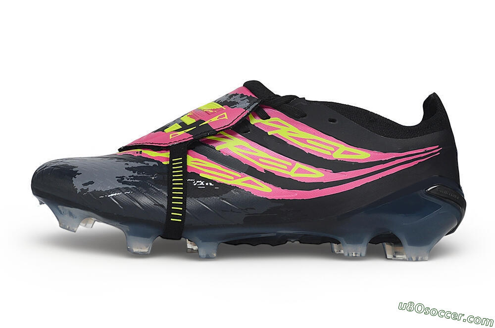 Adidas Predator 26 Elite Fold-Over Tongue FG Firm Ground Soccer Cleats - Black/Black/Electric Pink/Neon Yellow 2