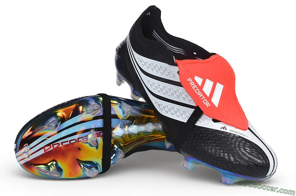 Adidas Predator 26 Elite Fold-Over Tongue FG Firm Ground Soccer Cleats - Black/Core Black/Solar Red 3