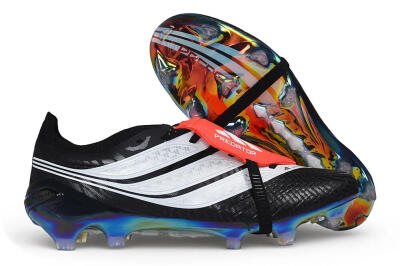 Adidas Predator 26 Elite Fold-Over Tongue FG Firm Ground Soccer Cleats - Black/Core Black/Solar Red