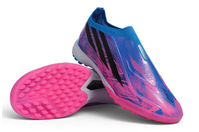 Adidas F50 Hyperfast Elite Laceless TF Artificial Turf Soccer Shoes - Blue/Lucid Blue/Lucid Fuchsia