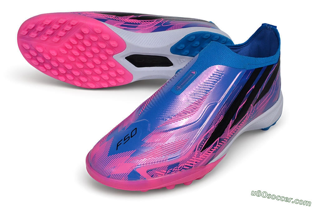 Adidas F50 Hyperfast Elite Laceless TF Artificial Turf Soccer Shoes - Blue/Lucid Blue/Lucid Fuchsia 3