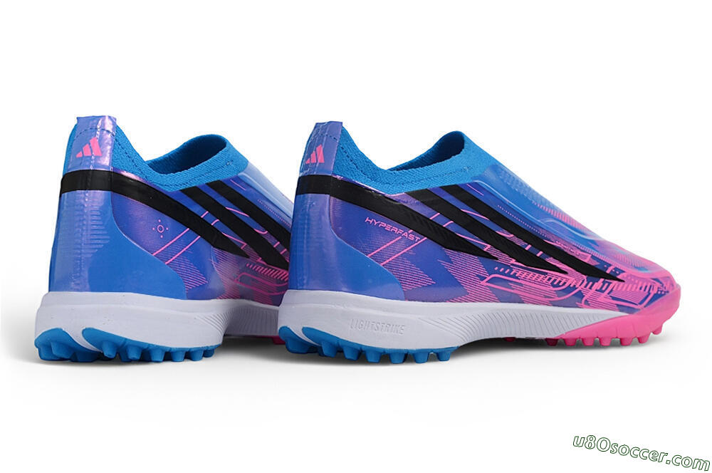 Adidas F50 Hyperfast Elite Laceless TF Artificial Turf Soccer Shoes - Blue/Lucid Blue/Lucid Fuchsia 7