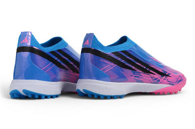 Adidas F50 Hyperfast Elite Laceless TF Artificial Turf Soccer Shoes - Blue/Lucid Blue/Lucid Fuchsia