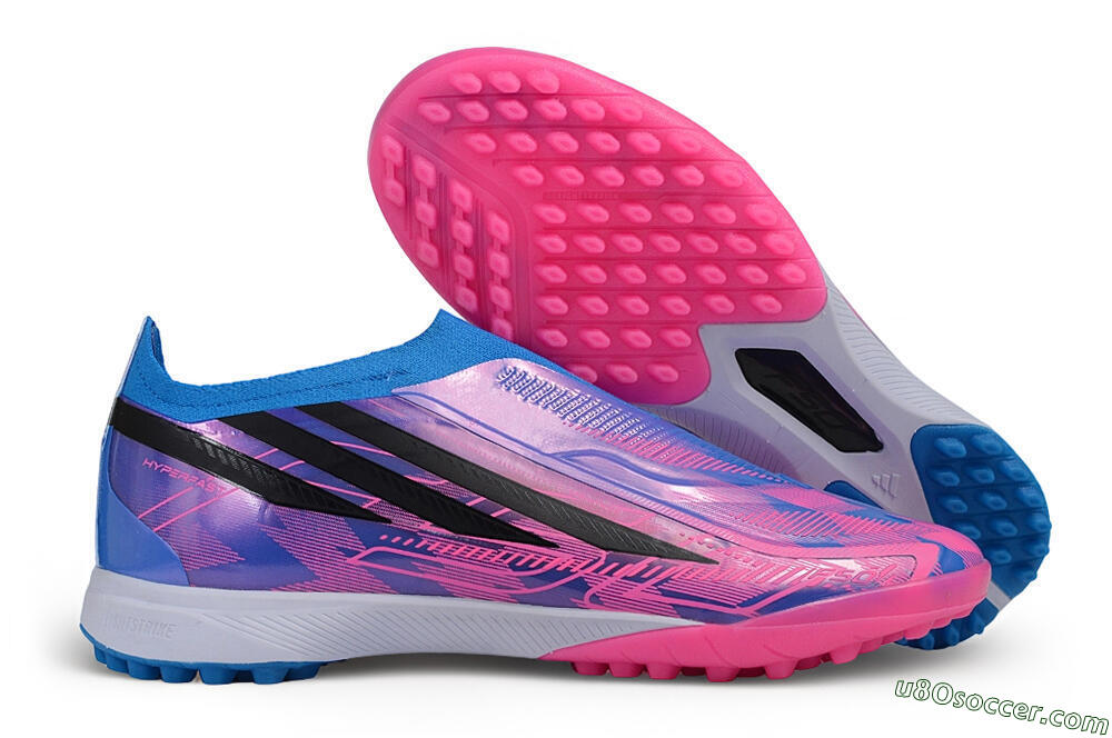 Adidas F50 Hyperfast Elite Laceless TF Artificial Turf Soccer Shoes - Blue/Lucid Blue/Lucid Fuchsia 1