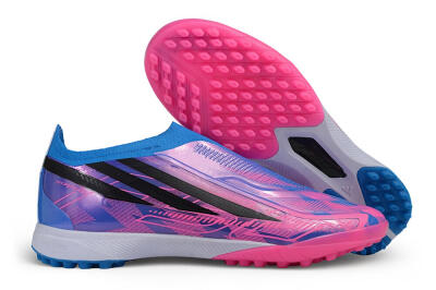Adidas F50 Hyperfast Elite Laceless TF Artificial Turf Soccer Shoes - Blue/Lucid Blue/Lucid Fuchsia