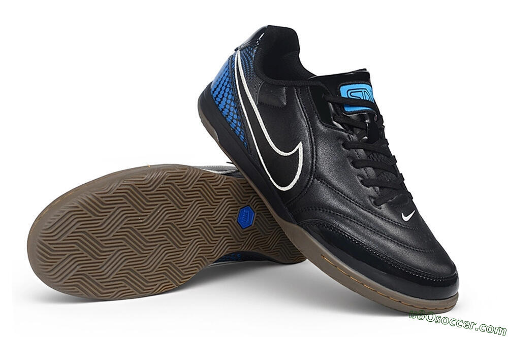 Nike Tiempo Legend SE IC Indoor & Futsal Soccer Shoes - Black/Black/Royal Blue 3
