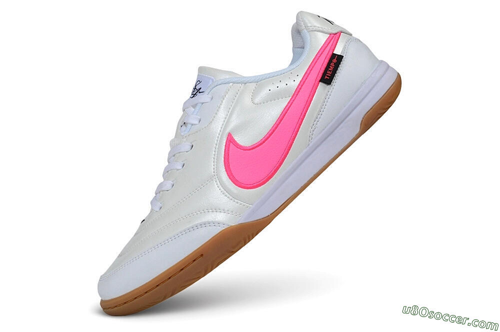 Nike Tiempo Legend SE IC Indoor & Futsal Soccer Shoes - White/Pearl White/Hot Pink 5