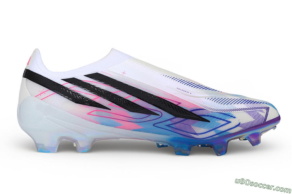 Adidas F50 Hyperfast Elite Laceless FG Firm Ground Soccer Cleats - White/Core Black/Lucid Pink 7