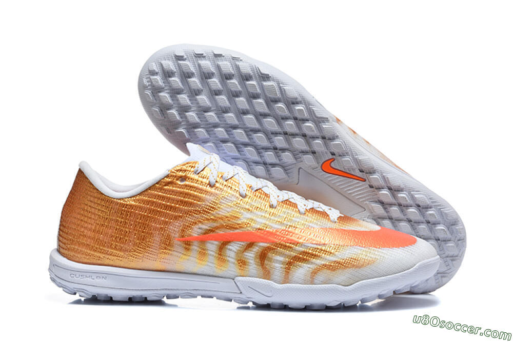 Nike Air Zoom Mercurial Vapor 17 Elite TF Artificial Turf Soccer Shoes - White/Metallic Gold/Total Orange 1