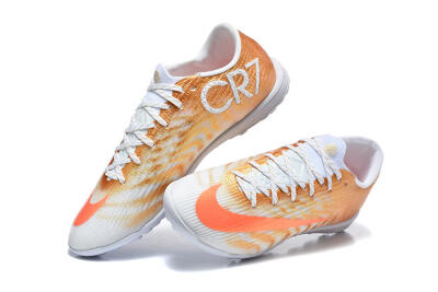 Nike Air Zoom Mercurial Vapor 17 Elite TF Artificial Turf Soccer Shoes - White/Metallic Gold/Total Orange