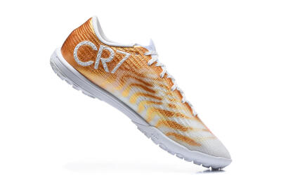Nike Air Zoom Mercurial Vapor 17 Elite TF Artificial Turf Soccer Shoes - White/Metallic Gold/Total Orange