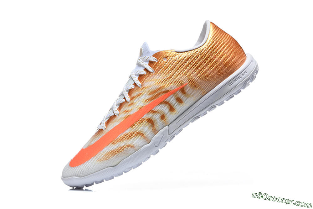 Nike Air Zoom Mercurial Vapor 17 Elite TF Artificial Turf Soccer Shoes - White/Metallic Gold/Total Orange 8