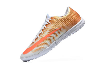 Nike Air Zoom Mercurial Vapor 17 Elite TF Artificial Turf Soccer Shoes - White/Metallic Gold/Total Orange