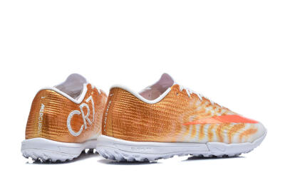 Nike Air Zoom Mercurial Vapor 17 Elite TF Artificial Turf Soccer Shoes - White/Metallic Gold/Total Orange