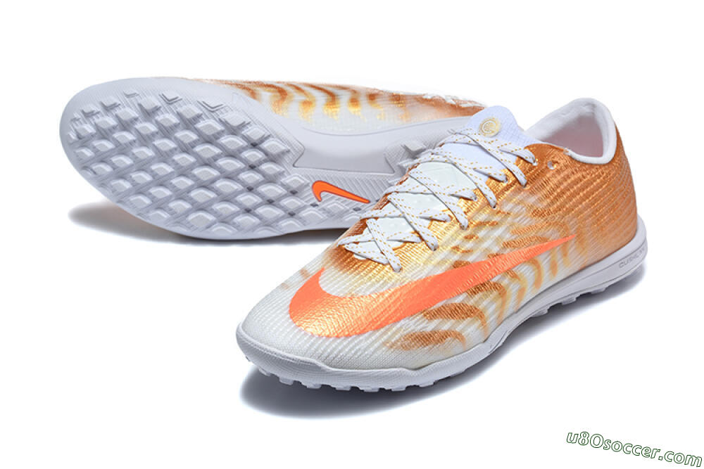 Nike Air Zoom Mercurial Vapor 17 Elite TF Artificial Turf Soccer Shoes - White/Metallic Gold/Total Orange 3