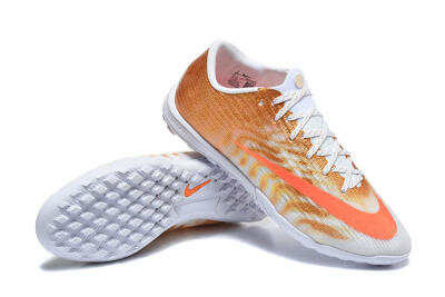 Nike Air Zoom Mercurial Vapor 17 Elite TF Artificial Turf Soccer Shoes - White/Metallic Gold/Total Orange