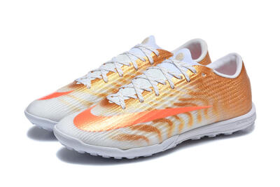 Nike Air Zoom Mercurial Vapor 17 Elite TF Artificial Turf Soccer Shoes - White/Metallic Gold/Total Orange