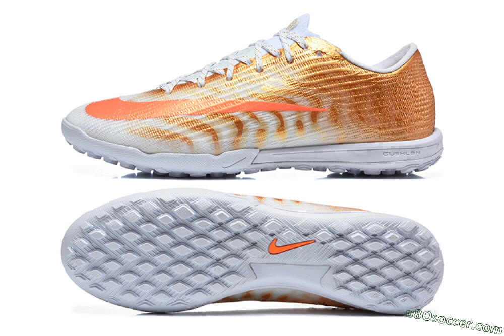 Nike Air Zoom Mercurial Vapor 17 Elite TF Artificial Turf Soccer Shoes - White/Metallic Gold/Total Orange 0