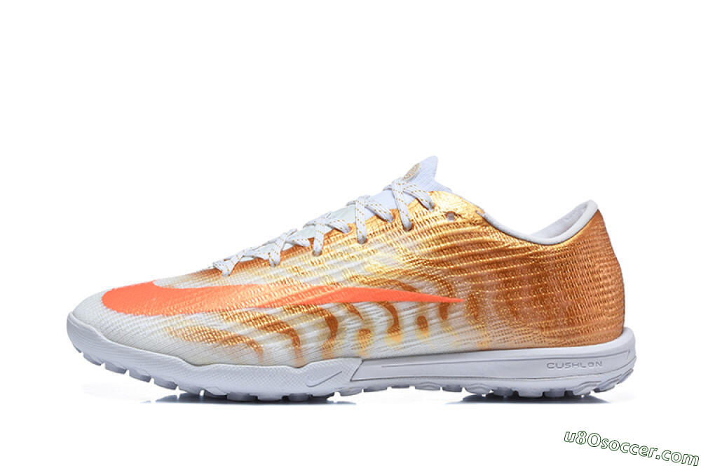 Nike Air Zoom Mercurial Vapor 17 Elite TF Artificial Turf Soccer Shoes - White/Metallic Gold/Total Orange 2