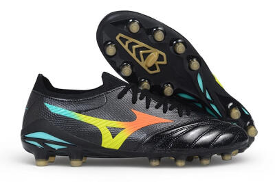 Mizuno Morelia Neo 4 FG Firm Ground Soccer Cleats - Black/Black/Multi-Color
