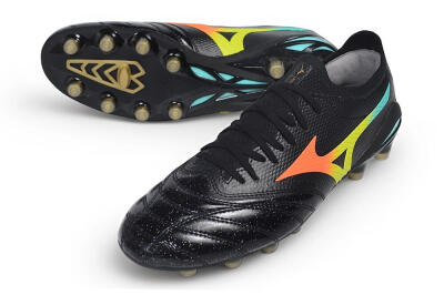 Mizuno Morelia Neo 4 FG Firm Ground Soccer Cleats - Black/Black/Multi-Color