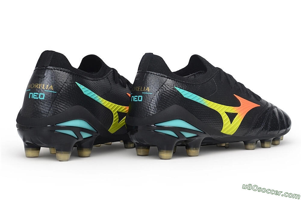Mizuno Morelia Neo 4 FG Firm Ground Soccer Cleats - Black/Black/Multi-Color 6