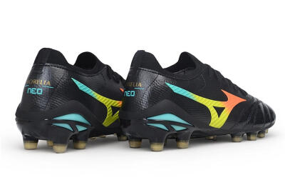 Mizuno Morelia Neo 4 FG Firm Ground Soccer Cleats - Black/Black/Multi-Color
