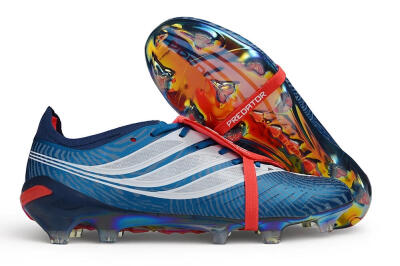 Adidas Predator 26 Elite Fold-Over Tongue FG Firm Ground Soccer Cleats - Blue/Collegiate Royal/Solar Red