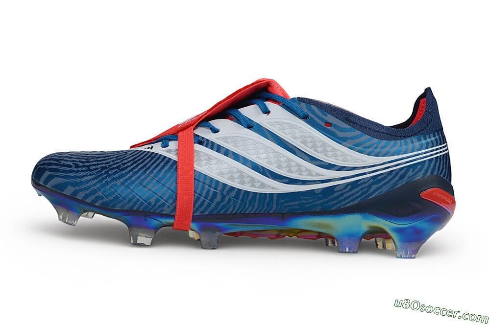 Adidas Predator 26 Elite Fold-Over Tongue FG Firm Ground Soccer Cleats - Blue/Collegiate Royal/Solar Red 2