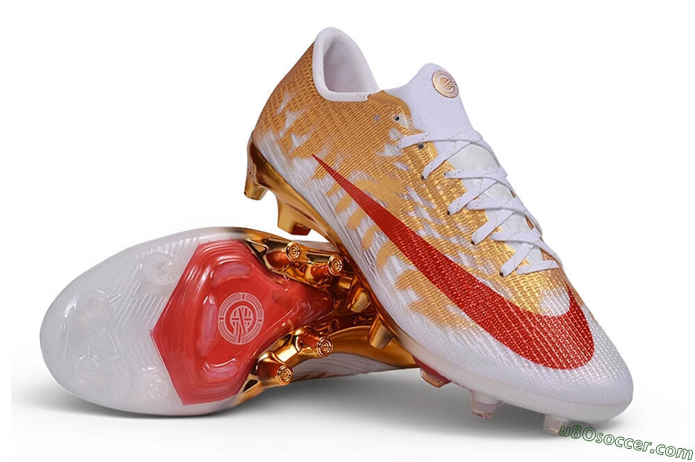 Nike Air Zoom Mercurial Superfly 11 Elite AG Artificial Grass Soccer Cleats - White/Metallic Gold/Bright Crimson 3