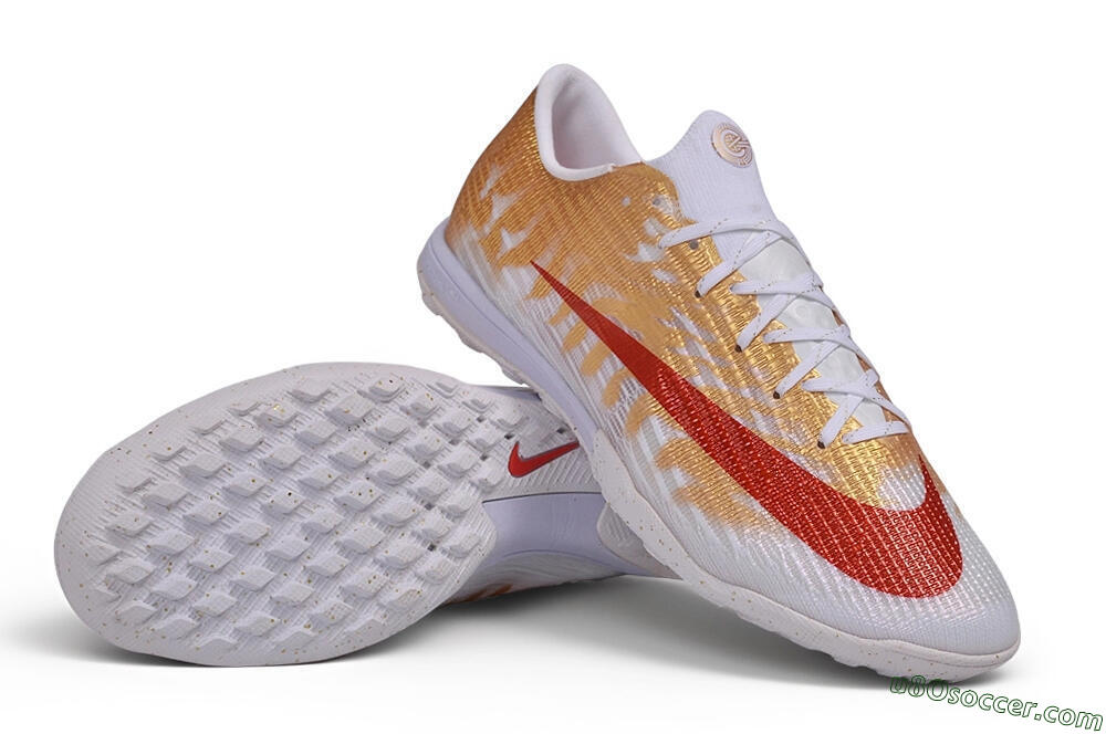 Nike Air Zoom Mercurial Superfly 11 Elite TF Artificial Turf Soccer Shoes - White/Metallic Gold/University Red 3