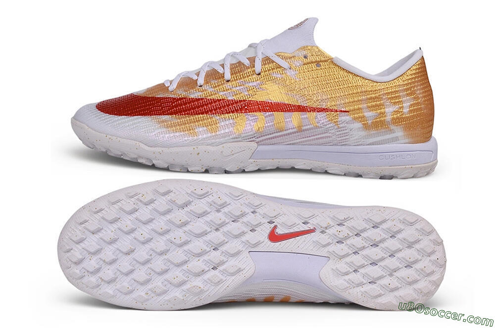 Nike Air Zoom Mercurial Superfly 11 Elite TF Artificial Turf Soccer Shoes - White/Metallic Gold/University Red 0