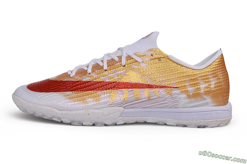 Nike Air Zoom Mercurial Superfly 11 Elite TF Artificial Turf Soccer Shoes - White/Metallic Gold/University Red 2