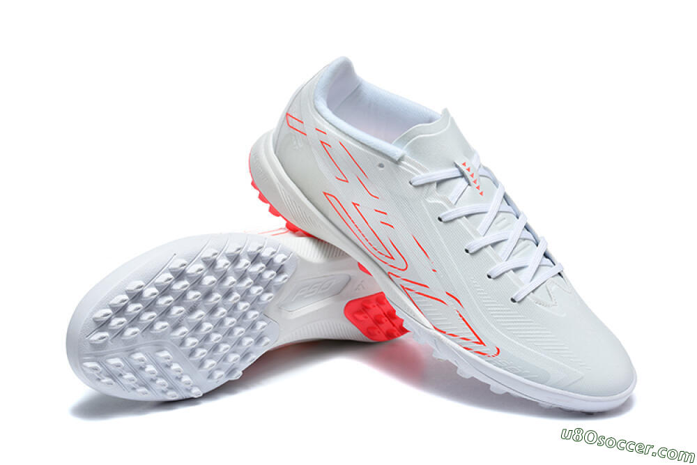Adidas F50 Pro TF Artificial Turf Soccer Shoes - White/Cloud White/Solar Red 4