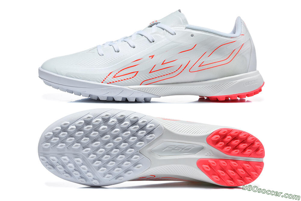 Adidas F50 Pro TF Artificial Turf Soccer Shoes - White/Cloud White/Solar Red 0