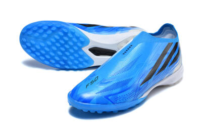 Adidas F50 Pro Laceless TF Artificial Turf Soccer Shoes - Blue/Lucid Blue/Core Black