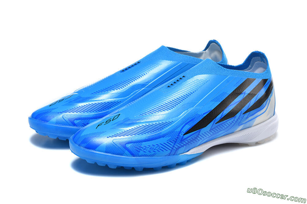 Adidas F50 Pro Laceless TF Artificial Turf Soccer Shoes - Blue/Lucid Blue/Core Black 5