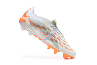 Adidas Predator 26 Elite Fold-Over Tongue FG Firm Ground Soccer Cleats - White/Cloud White/Solar Orange