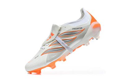 Adidas Predator 26 Elite Fold-Over Tongue FG Firm Ground Soccer Cleats - White/Cloud White/Solar Orange