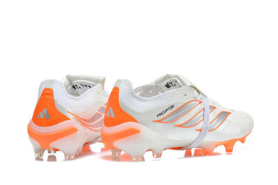 Adidas Predator 26 Elite Fold-Over Tongue FG Firm Ground Soccer Cleats - White/Cloud White/Solar Orange