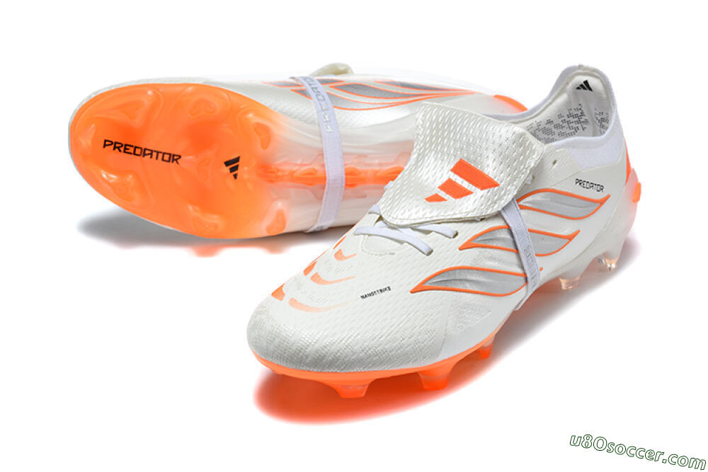 Adidas Predator 26 Elite Fold-Over Tongue FG Firm Ground Soccer Cleats - White/Cloud White/Solar Orange 3