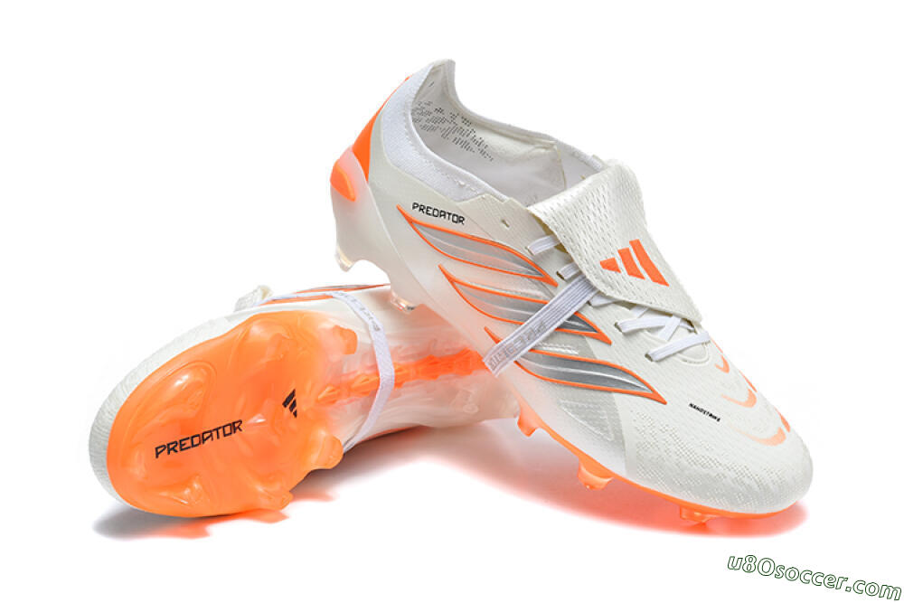 Adidas Predator 26 Elite Fold-Over Tongue FG Firm Ground Soccer Cleats - White/Cloud White/Solar Orange 4