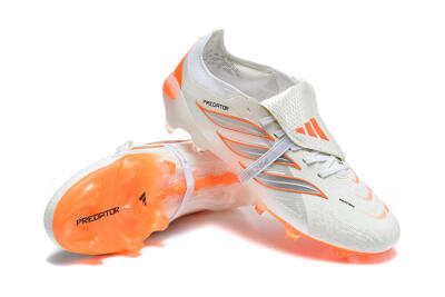 Adidas Predator 26 Elite Fold-Over Tongue FG Firm Ground Soccer Cleats - White/Cloud White/Solar Orange