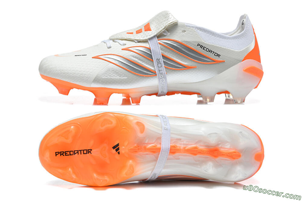 Adidas Predator 26 Elite Fold-Over Tongue FG Firm Ground Soccer Cleats - White/Cloud White/Solar Orange 0