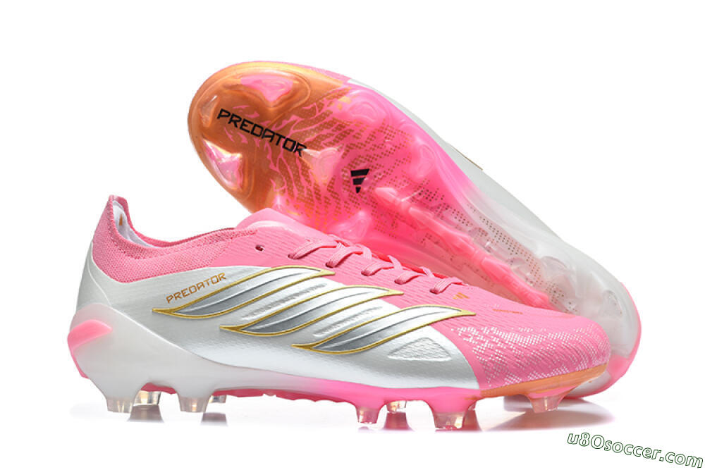 Adidas Predator 26 Elite FG Firm Ground Soccer Cleats - Pink/Berry Pink/Metallic Silver 1