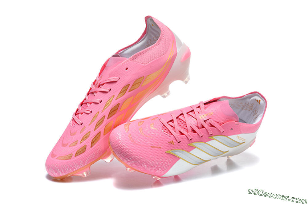 Adidas Predator 26 Elite FG Firm Ground Soccer Cleats - Pink/Berry Pink/Metallic Silver 6